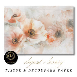Peach Watercolor Peonies Decoupage Gift Seidenpapier