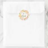 Peach Watercolor Peonies Wreath Baby Dusche Runder Aufkleber (Tasche)