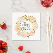 Peach Watercolor Peonies Wreath Baby Showroom Napk Serviette (Beispiel)