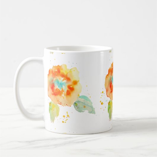 Peach Watercolor Poppies Kaffeetasse (Links)