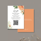 Peach Watercolor Wedding Floral QR Code RSVP Karte