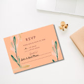 Peach Watercolor Wedding RSVP Card Karte