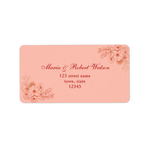 Peach Wedding Address Adressaufkleber