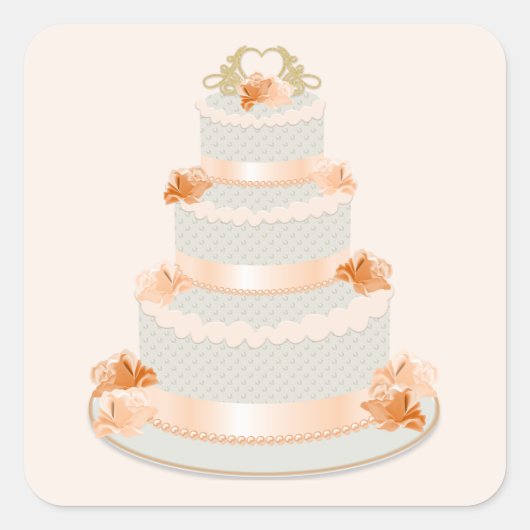 Peach Wedding Cake Sticker (Vorderseite)