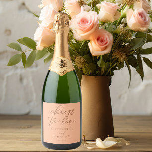 Peach Wedding Cheers to Liebe Schaumweinetikett