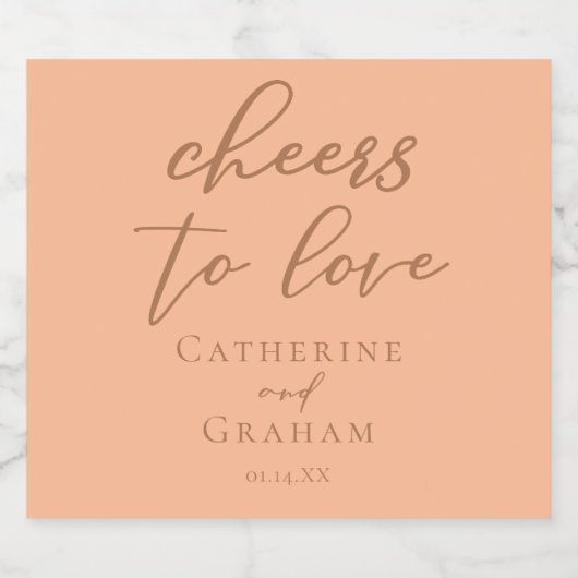 Peach Wedding Cheers to Liebe Schaumweinetikett (Einzelnes Label)