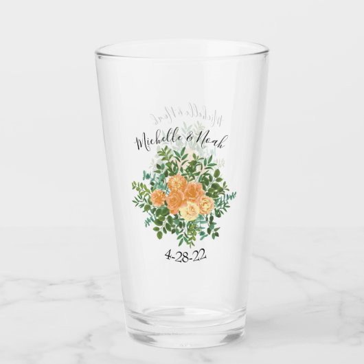 Peach Wedding Classic Floral Rose Glas (Vorderseite)