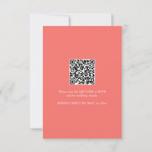 Peach Wedding Einladung mit QR Code (Rückseite)