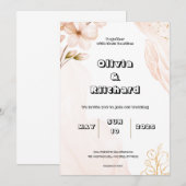 Peach Wedding Einladung mit Watercolor Blume (Vorne/Hinten)