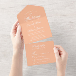 Peach Wedding Elegantes Script Moderne UAWG All In One Einladung