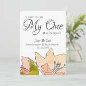 Peach Wedding Floral Save the Date (Stehend Vorderseite)