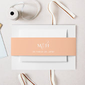 Peach Wedding Monogram Script Custom Einladungsbanderole