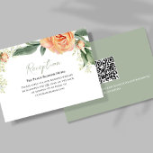 Peach Wedding Reception Floral QR Code Begleitkarte