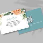 Peach Wedding Reception Floral QR Code Begleitkarte