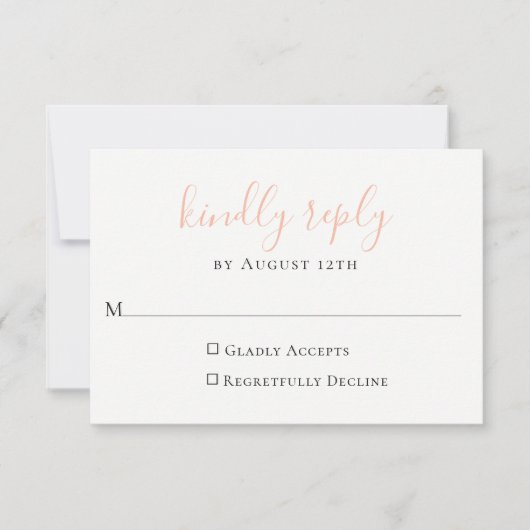 Peach Wedding RSVP Card Karte (Vorderseite)