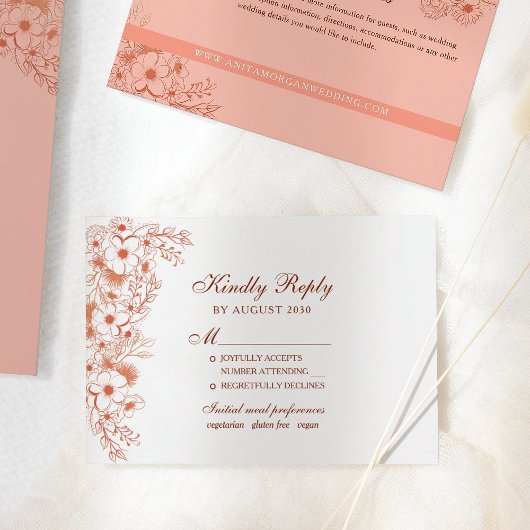 Peach Wedding RSVP Karte