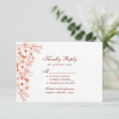 Peach Wedding RSVP Karte (Stehend Vorderseite)