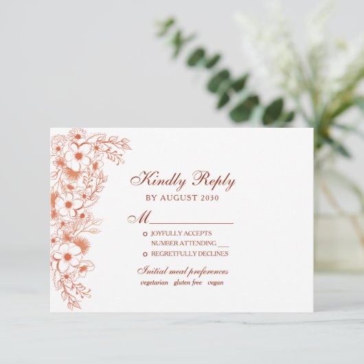 Peach Wedding RSVP Karte (Stehend Vorderseite)