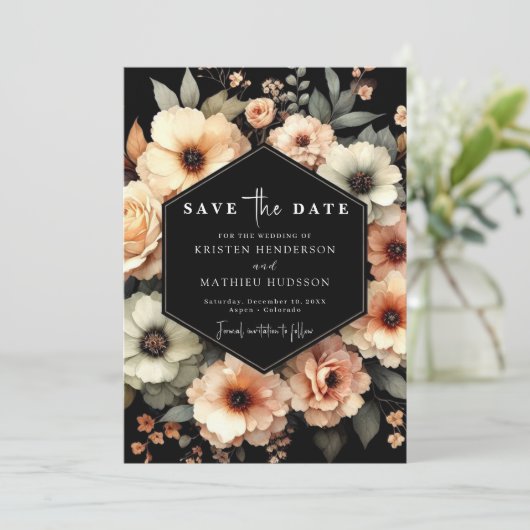 Peach Wedding Save The Date (Stehend Vorderseite)