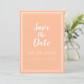 Peach Wedding Save the Dates Minimal Ankündigungen (Stehend Vorderseite)