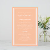 Peach Wedding Script Classic Chic Zeremony Program (Stehend Vorderseite)