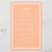 Peach Wedding Script Classic Chic Zeremony Program (Rückseite)