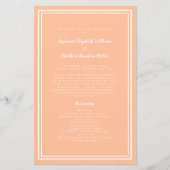 Peach Wedding Script Classic Chic Zeremony Program (Vorderseite)
