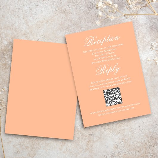 Peach Wedding Script RSVP Reception Begleitkarte