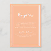 Peach Wedding Simple Modern Empfang Traditionell Begleitkarte (Vorderseite)