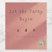 Peach Wedding Wine Label  Weinetikett (Einzelnes Label)