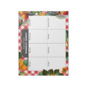 Peach Weekly Menu Meal Planner Gingham Notizblock (Rotiert)