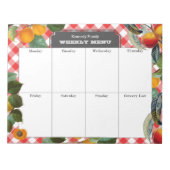 Peach Weekly Menu Meal Planner Gingham Notizblock (Vorderseite)