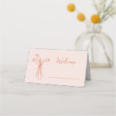 Peach Whimsical Scribble Doodle Brautparty Platzkarte (Vorderseite)
