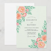 Peach Whimsical Spring Wedding Einladung (Vorne/Hinten)