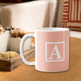 Peach & White Anfangsbuchstabe Kaffeetasse
