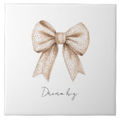 Peach White Bow Fliese (Vorderseite)