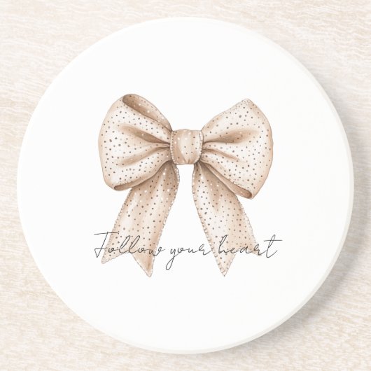 Peach White Bow Getränkeuntersetzer (Vorne)