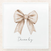 Peach White Bow Glasuntersetzer (Vorderseite)