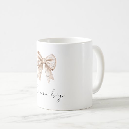 Peach White Bow Kaffeetasse (VorderseiteRechts)