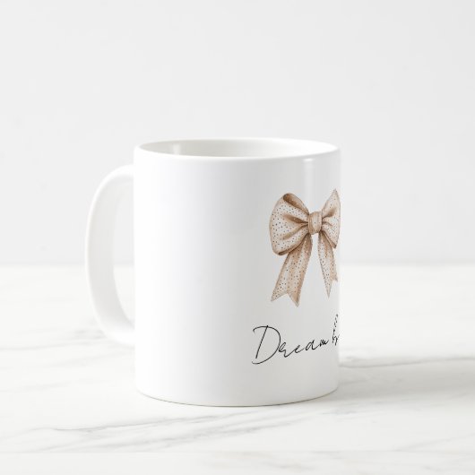 Peach White Bow Kaffeetasse (Vorderseite Links)