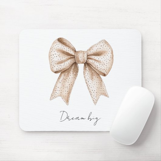 Peach White Bow Mousepad (Mit Mouse)