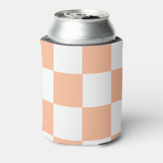 Peach White Checkerboard Retro Classic Karo Dosenkühler (Kanne Rückseite)