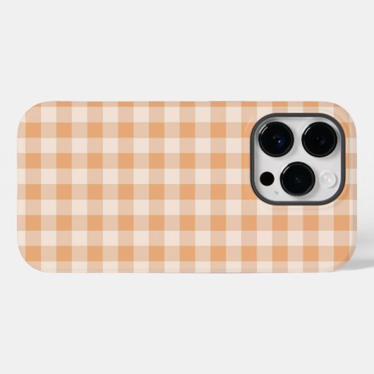Peach White Checkered Gingham Pattern Case-Mate iPhone Hülle (Rückseite (Horizontal))