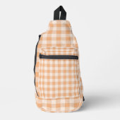 Peach White Checkered Gingham Pattern Crossbody Bag (Vorderseite)