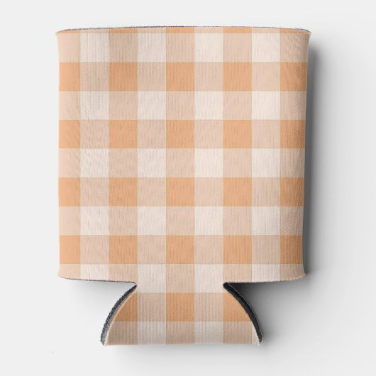 Peach White Checkered Gingham Pattern Dosenkühler (Vorderseite)