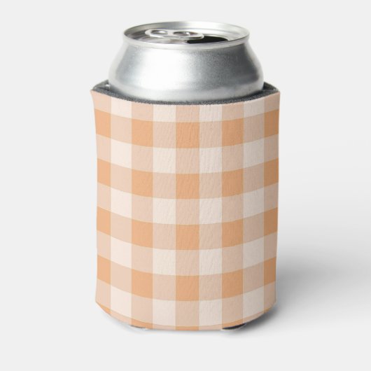 Peach White Checkered Gingham Pattern Dosenkühler (Kanne Rückseite)