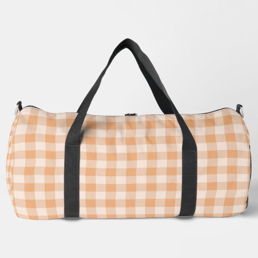 Peach White Checkered Gingham Pattern Duffle Bag (Vorderseite)