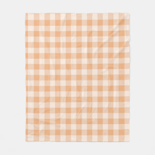 Peach White Checkered Gingham Pattern Fleecedecke