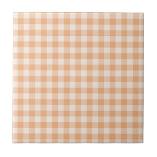Peach White Checkered Gingham Pattern Fliese