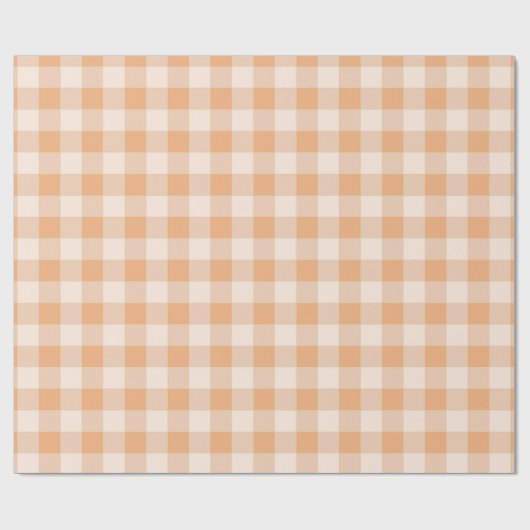 Peach White Checkered Gingham Pattern Geschenkpapier (Flach)